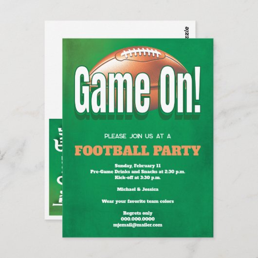 Football Game Feest Uitnodiging (Voorkant / Achterkant)