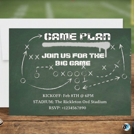 Football Game Plan Chalkboard Big Game Party Kaart