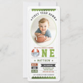 Football Game Ticket Sport Photo Boy 1e verjaardag Kaart (Voorkant)