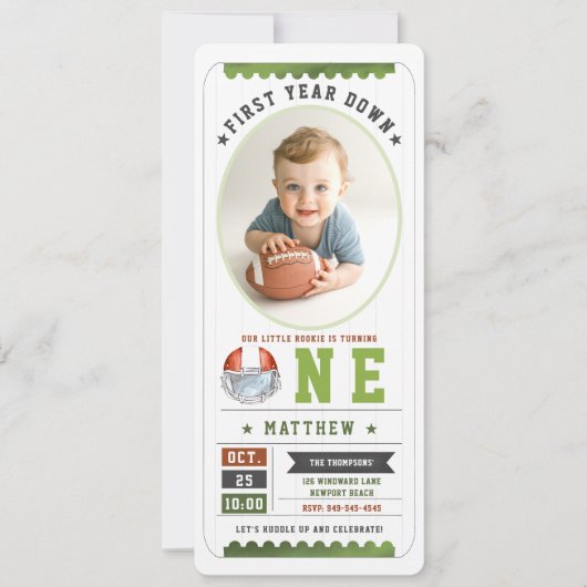 Football Game Ticket Sport Photo Boy 1e verjaardag Kaart (Voorkant)