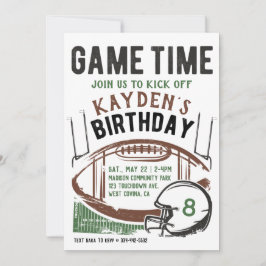 Football game Time Birthday Uitnodiging