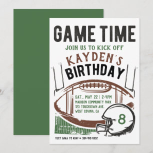 Football game Time Birthday Uitnodiging