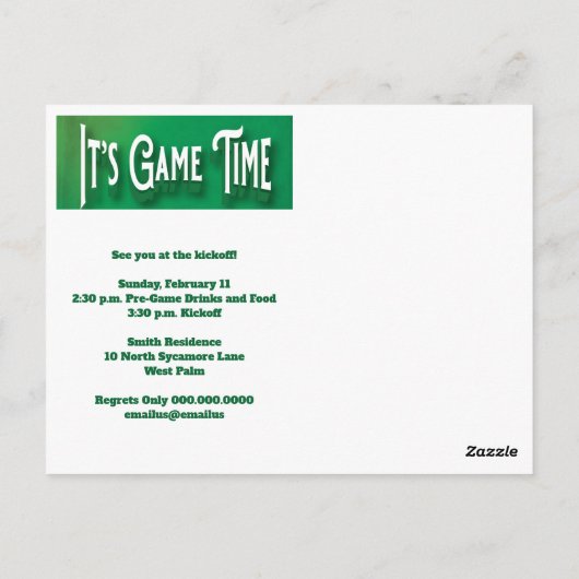 Football Game Watch Party Uitnodiging (Achterkant)