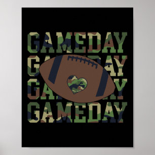 Football Gameday Game Day Camo Flag Patriottisch V Poster