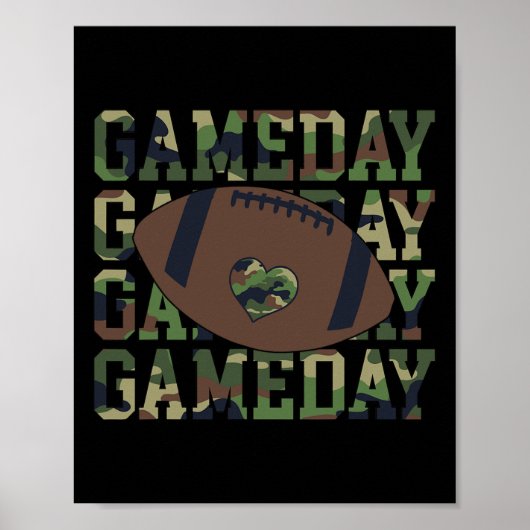 Football Gameday Game Day Camo Flag Patriottisch V Poster (Voorkant)