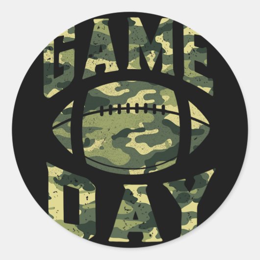 Football Gameday Game Day Camo Flag Patriottisch V Ronde Sticker (Voorkant)