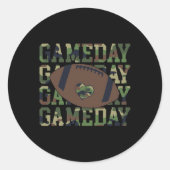 Football Gameday Game Day Camo Flag Patriottisch V Ronde Sticker (Voorkant)