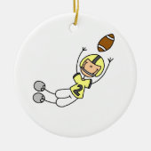 Football geel keramisch ornament (Voorkant)
