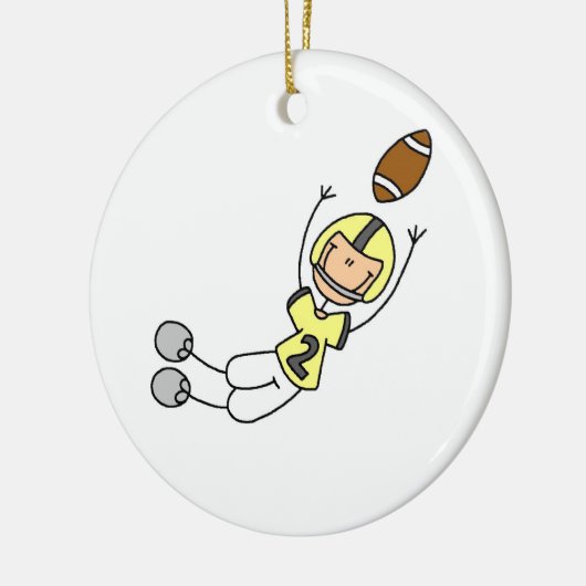 Football geel keramisch ornament (Links)