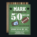 Football Geëvenaarde 50e verjaardag Kaart<br><div class="desc">Voeg uw douanetekst aan dit ontwerp toe door de "Edit this design sjabloon"vakjes op de rechterkant van het punt te gebruiken, of de blauwe "pas het"knoop aan om de tekst te schikken, de doopvonten en de kleuren te veranderen en extra informatie of afbeeldingen aan dit ontwerp ook toe te voegen....</div>