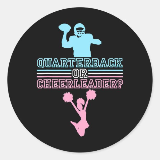Football gender onthulling quarterback of Cheerlea Ronde Sticker (Voorkant)