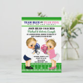 Football Gender Reveal Douche Uitnodigingen (Staand voorkant)