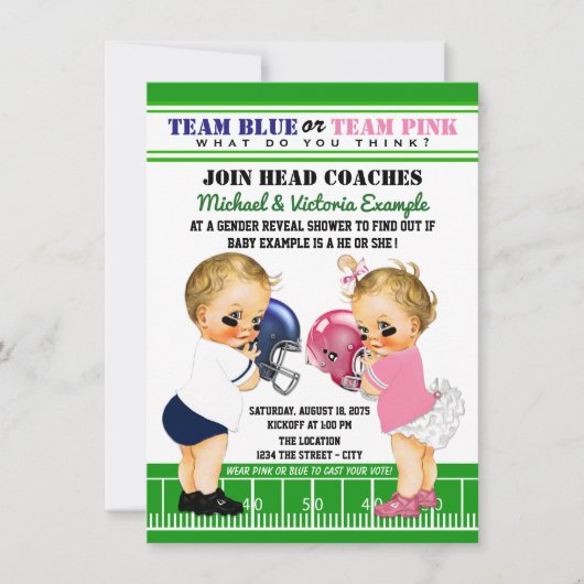 Football Gender Reveal Douche Uitnodigingen (Voorkant)