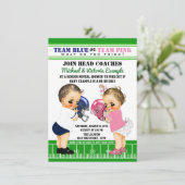 Football Gender Reveal Douche Uitnodigingen (Staand voorkant)