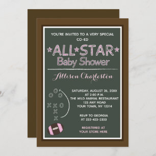 Football Girl Sports Baby shower Invites Kaart
