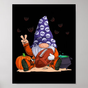 Football Gnome Halloween Spooky Season Boys Kinder Poster
