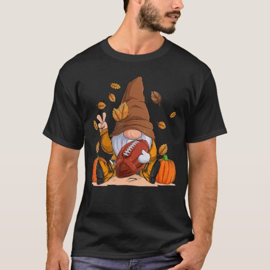 Football Gnome Thanksgiving Autumn Fall Season Boy T-shirt (Voorkant)