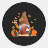 Football Gnome Thanksgiving najaar Herfst Season B Ronde Sticker (Voorkant)