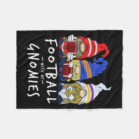 Football Gnomes Football With My Gnomies For Boys  Fleece Deken (Voorkant (Horizontaal))