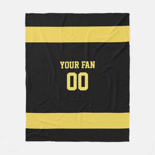 Football Gold en zwart op maat Fleece Deken (Voorkant)