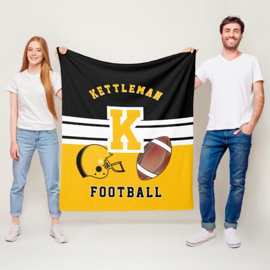 Football 🏈 Gouden Gele Sportbrief Fleece Deken (In situ)
