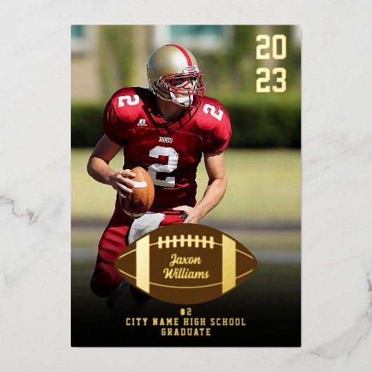 Football Graduation Party Folie Uitnodiging (Voorkant)