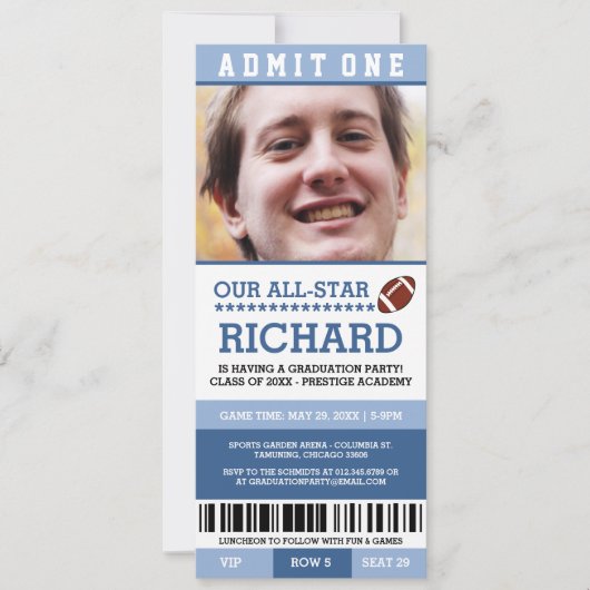 Football Graduation Party nodigt uit Kaart (Voorkant)