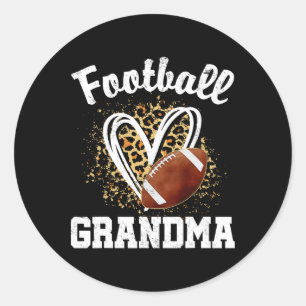 Football Grandma Leopard Heart Ronde Sticker