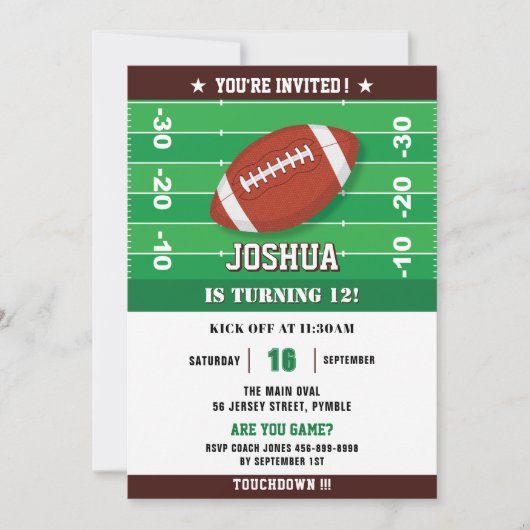 Football Green Black verjaardagsfeestje Kaart (Voorkant)