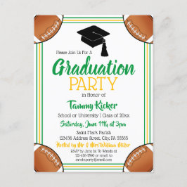 Football Green & Gold Graduation Party Uitnodiging Briefkaart
