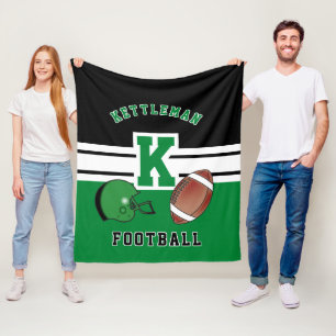 Football 🏈 Green Sport Letter Fleece Deken