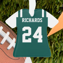 Football Green & White Jersey Ornament