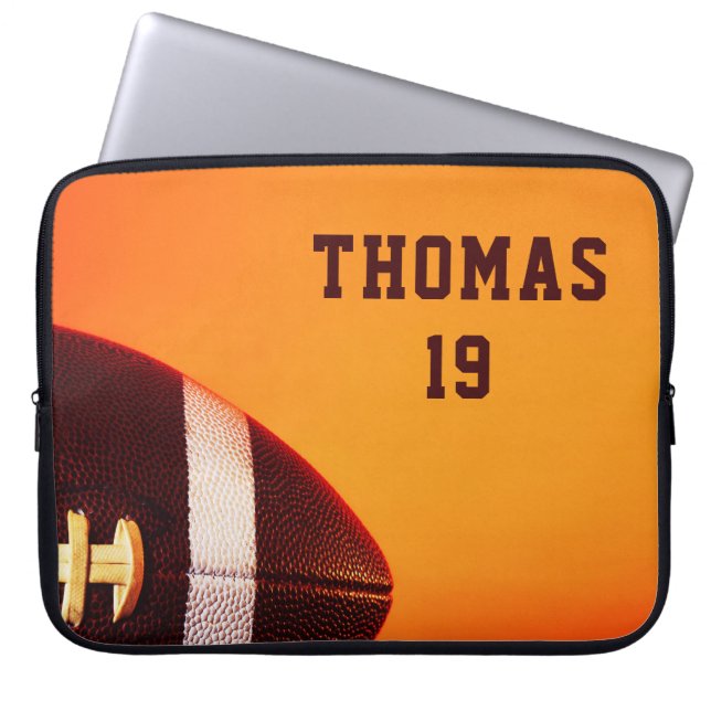 Football Gridiron Sports Persoonlijke naam Laptop Sleeve (Voorkant)