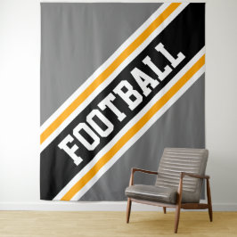 FOOTBALL Grijs Geel Zwart Slant Racing Stripes Wandkleed