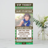 FOOTBALL Groen & Bruin FOTO TICKET Uitnodiging (Staand voorkant)