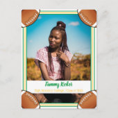 Football Groen & Gold-Afstuderen Aankondigingskaart (Voorkant)