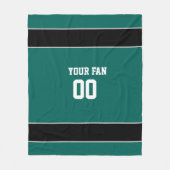 Football Groen, Zwart en Wit Gepersonaliseerd Fleece Deken (Voorkant)
