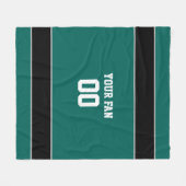 Football Groen, Zwart en Wit Gepersonaliseerd Fleece Deken (Voorkant (Horizontaal))