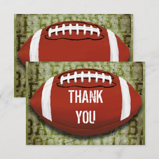 Football  Groene Grunge Dank u wel Bedankkaart (Voorkant / Achterkant)