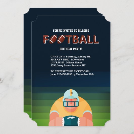Football Guy Invitation Kaart (Voorkant / Achterkant)