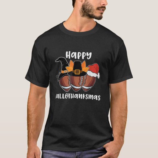 Football Hallothanksmas Halloween Thanksgiving Chr T-shirt (Voorkant)