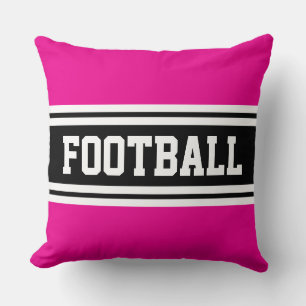 FOOTBALL Helder Roze Zwart Wit Racing Stripes Kussen
