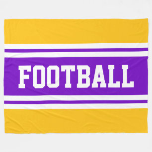 FOOTBALL Heldere Paarse Gele Witte Racing Stripes Fleece Deken