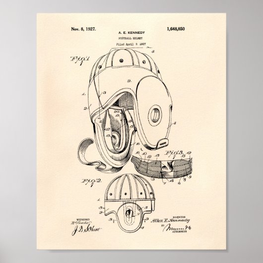 Football helm 1927 Patent Art - Old Peper Poster (Voorkant)