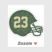Football helm aangepast nummer groen en goud sticker (Vel)