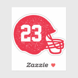 Football helm gepersonaliseerd getal helder rood sticker