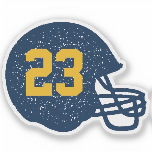 Football helm gepersonaliseerd marinegeel goud sticker (Voorkant)