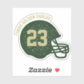 Football helm gepersonaliseerd nummer groen goud sticker (Vel)
