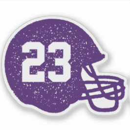 Football helm gepersonaliseerd nummer paars wit sticker
