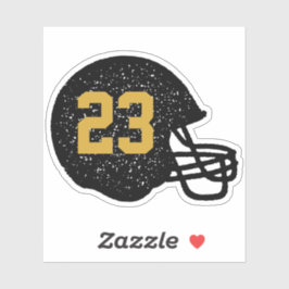 Football helm gepersonaliseerd nummer zwart en gou sticker